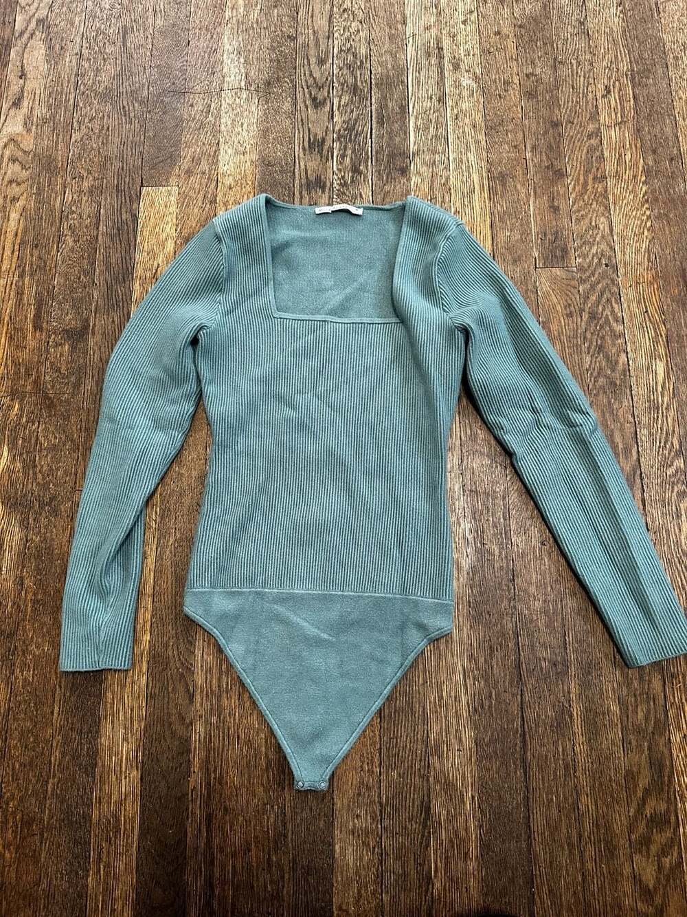 Abercrombie & Fitch Ribbed Square Neck Long Sleeve Bodysuit Size M